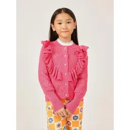 One Friday Kids Pink Cotton Cardigan-picture-18
