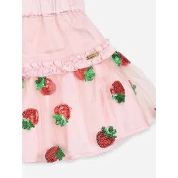 One Friday Kids Pink Embellished Regular Fit Skirt image 3