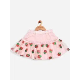One Friday Kids Pink Embellished Regular Fit Skirt image 1