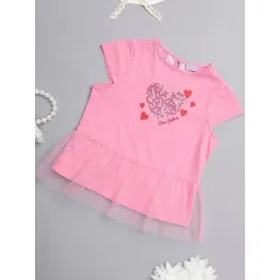 One Friday Kids Pink Embellished Regular Fit Top-picture-14