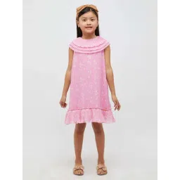 One Friday Kids Pink Floral Regular Fit Dress-picture-38