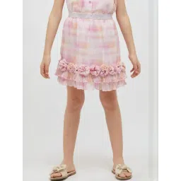 One Friday Kids Pink Printed Regular Fit Skirt-picture-29