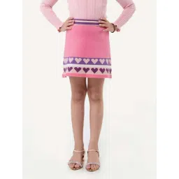 One Friday Kids Pink Printed Regular Fit Skirt-picture-19