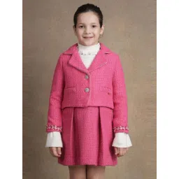 One Friday Kids Pink Self Regular Fit Jacket-picture-20