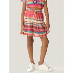 One Friday Kids Pink Striped Regular Fit Skirt-picture-26