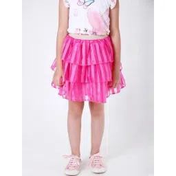 One Friday Kids Pink Striped Regular Fit Skirt-picture-15