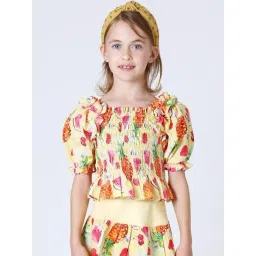 One Friday Kids Yellow Printed Regular Fit Top-picture-19