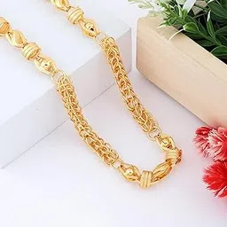 One gram Stylish Golden Neck woman and men Chain “20” Inches Gold-plated Chain CHAIN132-picture-19