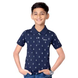 ONE SKY Boys Conversational Printed Polo Collar Pure Cotton T-shirt-picture-57