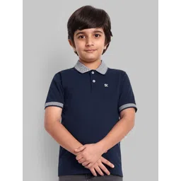 ONE SKY Boys Solid Polo Collar Cotton T-shirt-picture-58