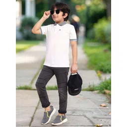 ONE SKY Boys Solid Polo Collar Cotton T-shirt image 3