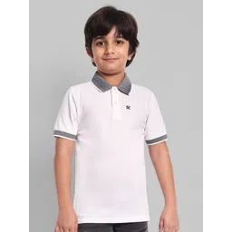 ONE SKY Boys Solid Polo Collar Cotton T-shirt image 1