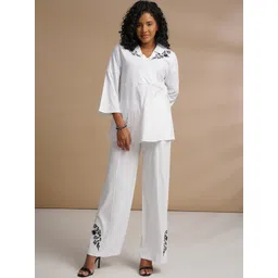 ONE SKY Embroidered Tunic Top With Palazzos Co-Ords-picture-12