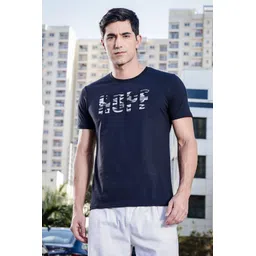 ONE SKY Men Typography Printed Applique Pure Cotton Casual T-shirt-picture-15