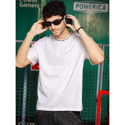 ONE SKY Round Neck Drop-Shoulder Sleeves Cotton T-shirt-picture-38