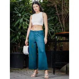 ONE SKY Women Cotton Relaxed Straight Leg Pleated Culottes Trousers-picture-28