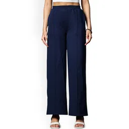 One Sky Women Pure Cotton Mid-Rise Pleated Trousers-picture-26
