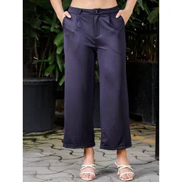 ONE SKY Women Relaxed Straight Leg Pleated Culottes Trousers-picture-30