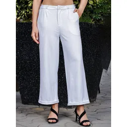 ONE SKY Women Relaxed Straight Leg Regular Fit Pleated Culottes Trousers-picture-29