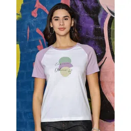 ONE SKY Women Typography Printed Round Neck Pure Cotton T-shirt-picture-17