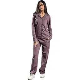 one way Women Solid Lapel Collar 1 Shirt, 1 Pyjama :: Night Suit Set-picture-33