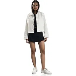 one way Women Solid Regular Fit Off White Coat-picture-35