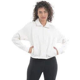 one way Women's Fleece Cropped Sweatshirt| Half zipper| Collared Neck| Winter wear| Drop shoulder| Casual wear| oversized sweatshirt-picture-10