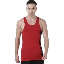 Men's Solid Sports Vest (209-BRICKRED_Red_Small)-image-7