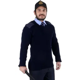 onebit Men Self Design V Neck Blue Sweater-picture-11