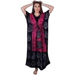 onekbhalo Women Batik Kaftan Cotton Kaftan Night Suit Night Dress Long Caftan Nighty Maxi-picture-44