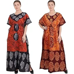 onekbhalo Women's Cotton Floral Maxi Nighty Free Size-picture-21