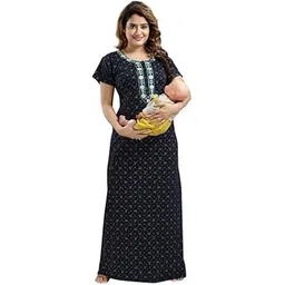 onekbhalo Women's Feeding- Nursing- Maternity Nighty/Maxi/Gown/Nightdress/Nightwear-picture-44