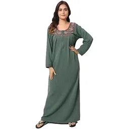 onekbhalo Women's Thermal Woolen Winter Nighty Maxi Gown Nigh Wear-picture-29