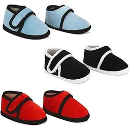 onfeet New Born Baby Casual Solid Velcro Closure Velvet Booties | First Walking Shoes | Breathable And Anti-Slip Booties For 0-9 Months Baby Girl & Boy - Pack Of 3-picture-32