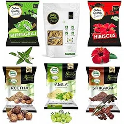 Online Quality Store Combo Pack of Jatamansi Roots, Bhringraj, Hibiscus,Reetha, Amla, Shikakai -100g Each-picture-30