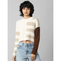 Only Beige Color-Block Knit Pullover-picture-32