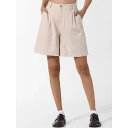 Only Beige Cotton Regular Fit Shorts-picture-40