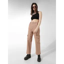 Only Beige Straight Fit High Rise Cargo Pants-picture-47