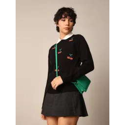 Only Black & Red Self Design Pullover-picture-21