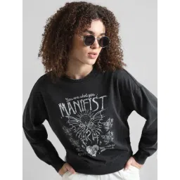 Only Black & White Cotton Embellished Sweatshirt-picture-41