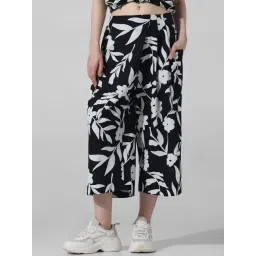 Only Black & White Cotton Floral Print High Rise Culottes-picture-26