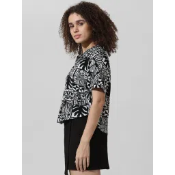 Only Black & White Rayon Printed Shirt image 4