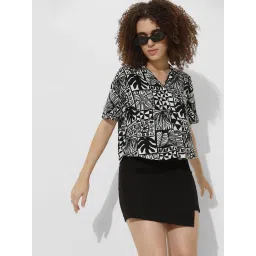 Only Black & White Rayon Printed Shirt image 1