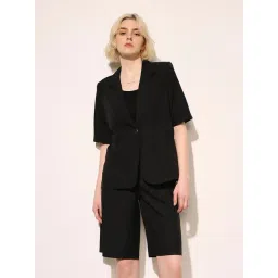 Only Black Blended Solid Blazers-image-33