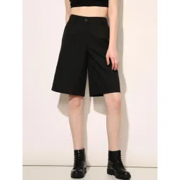 Only Black Blended Solid High Rise Shorts-picture-15