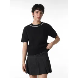 Only Black Blended Solid Pullover-image-36