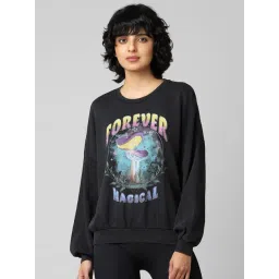 Only Black Cotton Printed Oversize Sweatshirt-picture-11
