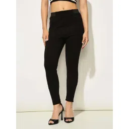 Only Black Cotton Solid Leggings-picture-31