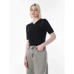 Only Black Cotton Woven Design Pullover-picture-37