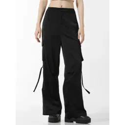 Only Black Flared Fit High Rise Cargo Pants-picture-40